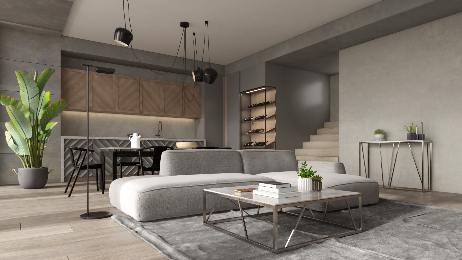 Wie lässt sich eine offene Küche im Wohnzimmer stilvoll und funktional gestalten?