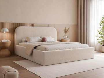 Hellbeige Bouclé Stoff Polsterbett 120x200 BAVARO