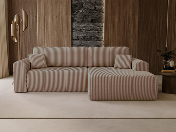 Ecksofa Cordstoff Möbel DunkelBeige