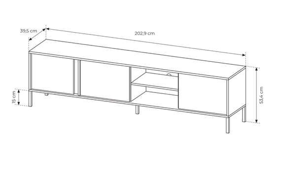 TV-Schrank dreitürig mit LED-Beleuchtung NINA