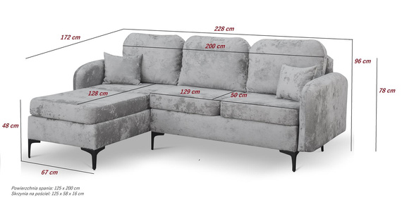 Elegant Eckcouch mit Schlaffunktion BELLA Blau