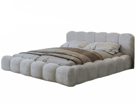 Glamour Wolkenbett 160x200 mit Holzrahmen Grau Bubble LUX