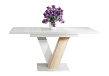 Vinci Esszimmertisch Weiß Hochglanz+Sonoma