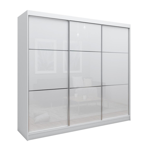 Schwebetürenschrank SANDY mit Spiegel Weiß
