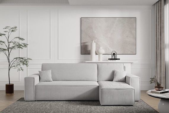 Ecksofa mit universelle Ottomane und Schlaffunktion KARL Grau