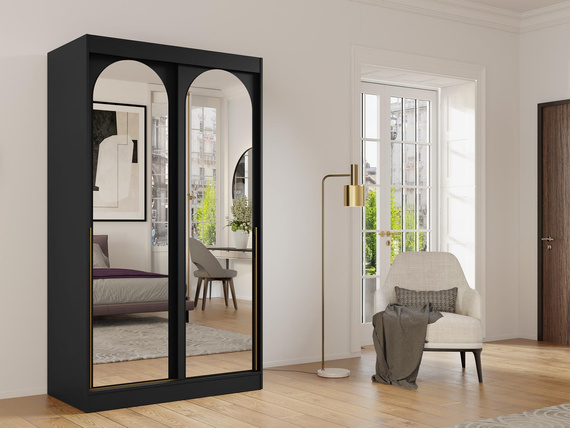 Schwebetürenschrank 120 Breit Schwarz LUCY