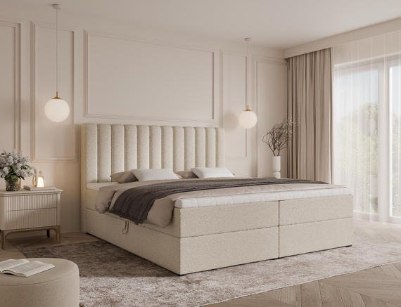 Hellbeige Elegant Boxspringbett mit topper 120x200 MEL