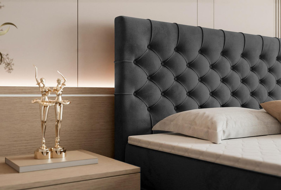 Glamouröses Samtbett mit hohem Komfort Graphit 200x200 MIAMI