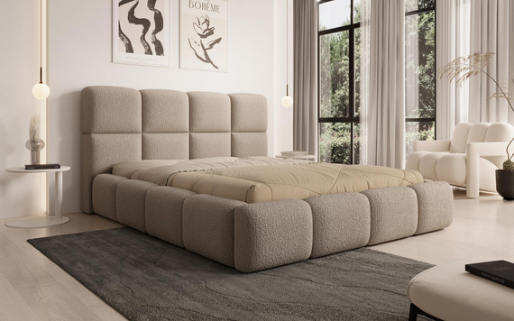 Bett aus Bouclé MERID Beige 120x200