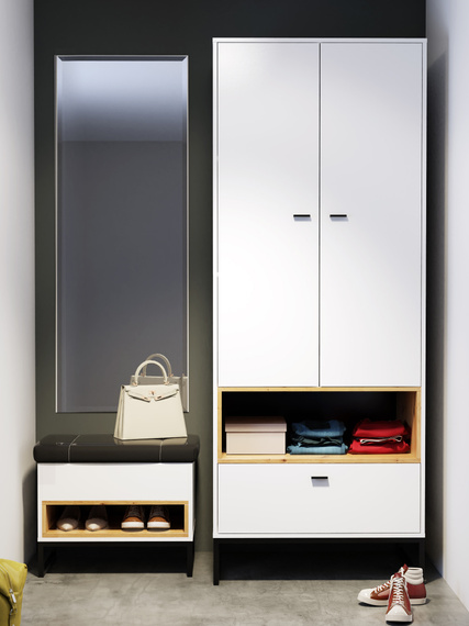 Kleiderschrank mit schubladen schmal MIO Weiß