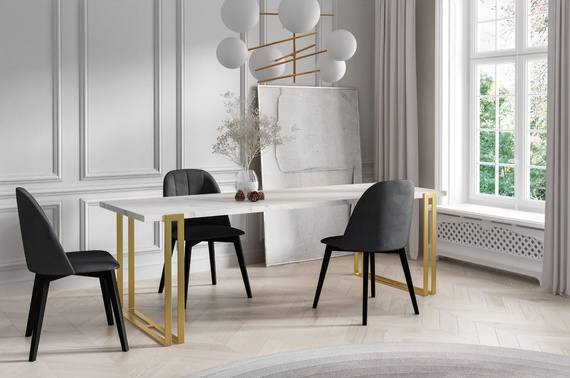 Esstisch Glamour 120 cm weiß Marmor LENO