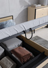 MIYA Modernes Bett, grau/schwarz Bett mit USB- und C-Anschluss