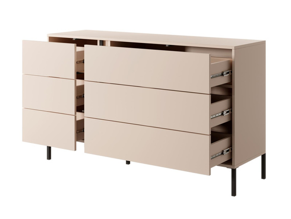 Schubkastenkommode sechs Schubladen led NINA Beige