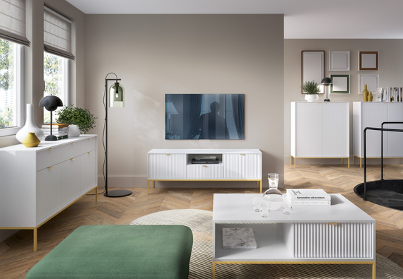 Kaffeetisch mit Schublade NOVA Weiß