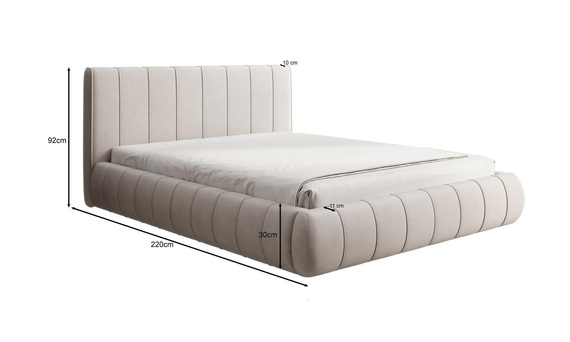 Elegant Designerbett Creme 120x200 Metallrahmen MISS