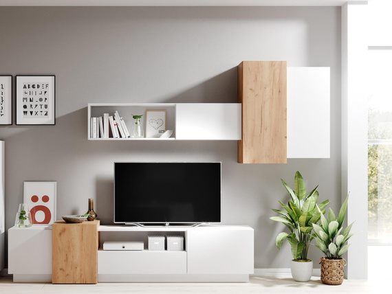 4er-Set, TV-Lowboard, Wandregal, 2x Hängeschrank) NONI
