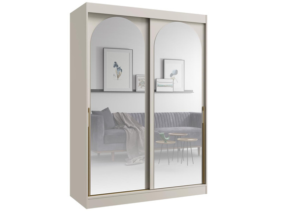 Praktischer Kleiderschrank mit Spiegel 150 Breit Kaschmir LUCY