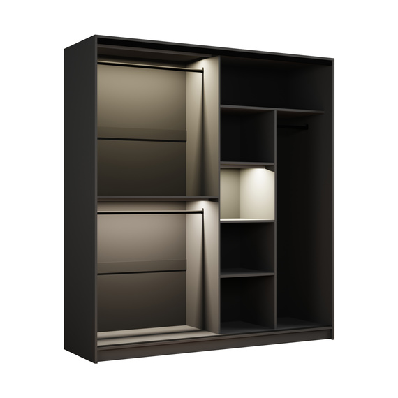 Kleiderschrank Schwarz modern mit Glasfront getönt