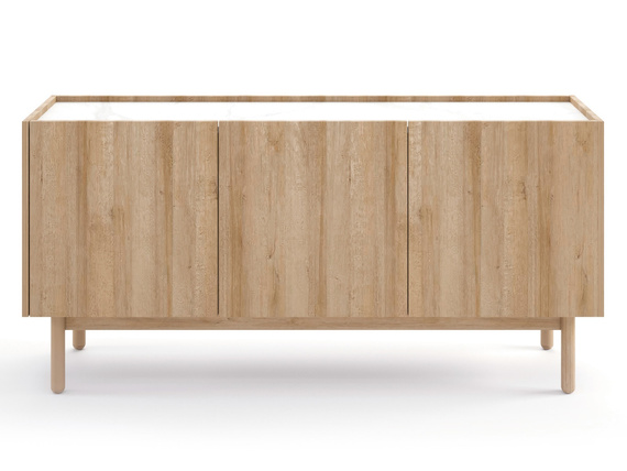 Kommode aus Holz POP Eiche Riviera Gold / Marmor Bianco