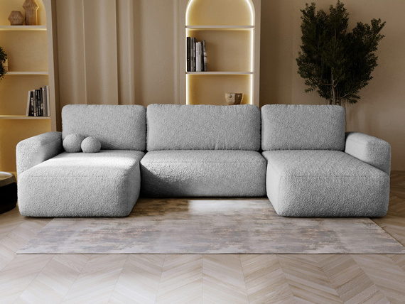 Grau Bouclé Sofa U-Form TEDIS