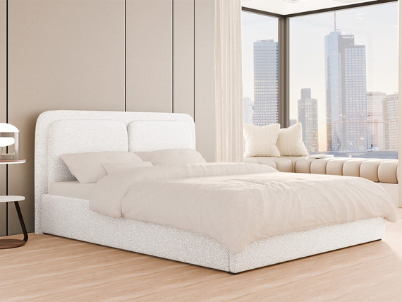 Modernes Weiß Polsterbett mit Holzrahmen 160x200 LEA