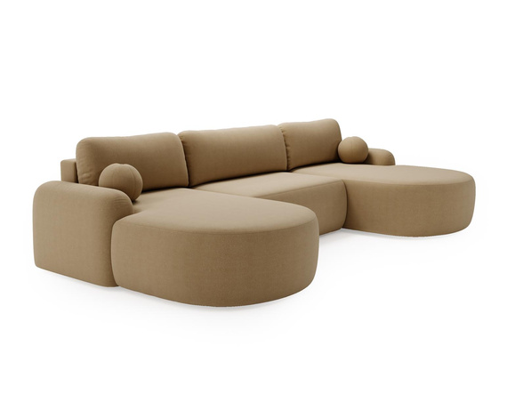 Ecksofa U Form Bouclé OLIO Beige