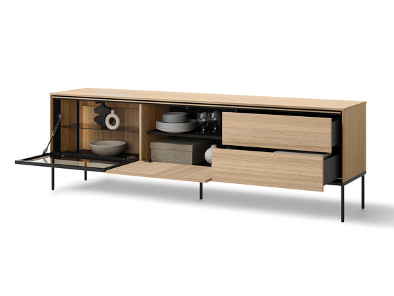 TV Schrank BUDI mit 2 Schubladen Eiche