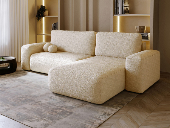 Ecksofa L-Form Rechts Schlaffunktion Stauraum Tedis Creme