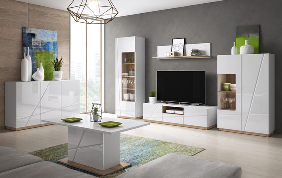 Kleiderschrank FABIA mit Kleiderstange Eiche riviera/Weiß