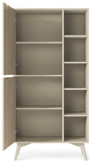 Regal mit zwei Türen MARIA Beige Aluminiumgriffe