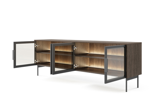 TV-Schrank mit Glasstüren MARBELA Eiche Dunin