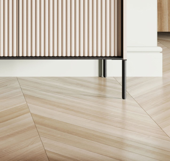 Kommode mit drei Schubladen und gerifflete Front FLORE Beige