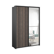 Kleiderschrank mit Spiegel zweitürig Wenge/Schwarz