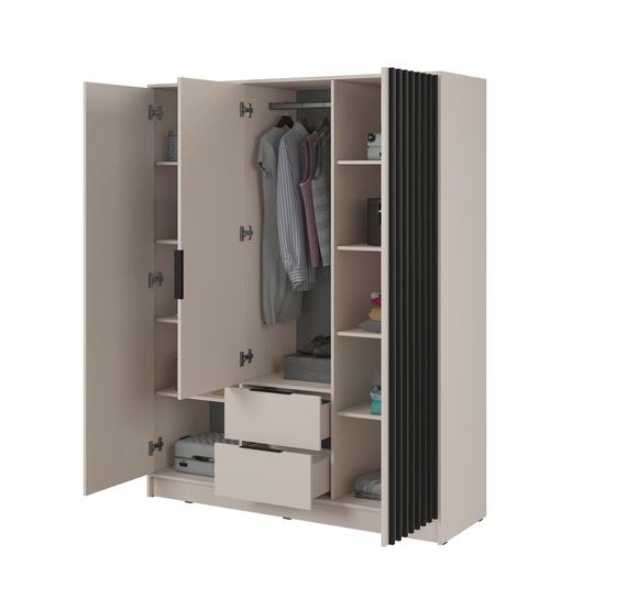 Drehtürenschrank mit Lamellen 150 cm breite Caschmir LISA