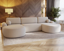 Ecksofa mit Schlaffunktion U Form OLIO Creme