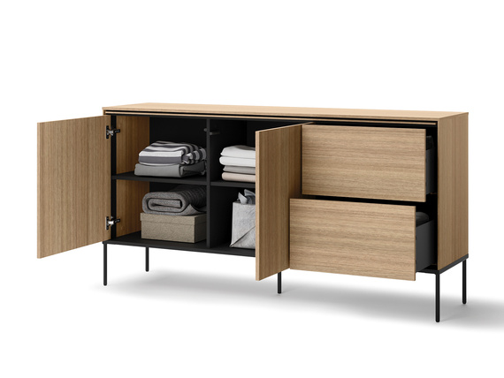 Kommode mit 2 Türen Breite: 167 cm BUDI Eiche