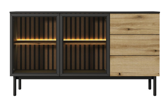  Kommode mit Lamellen und LED-Beleuchtung LUKS Eiche evoke