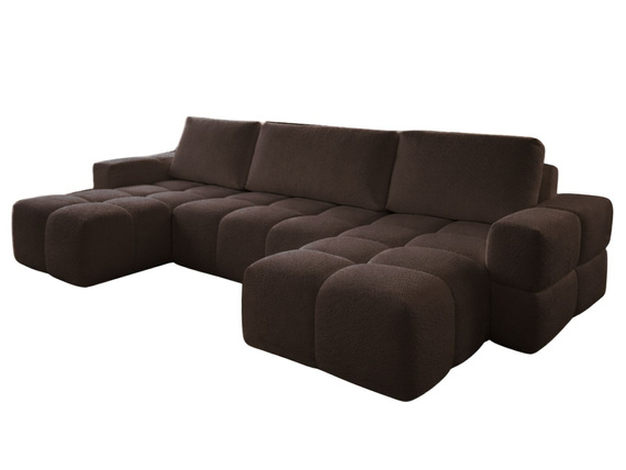 Praktische U-Form Bequeme Ecksofa Boucle Braun WOLKS