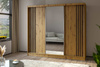 Kleiderschrank mit Spiegel MALTA Breite: 240 cm Eiche artisan + Schwarz