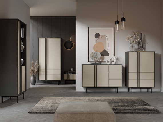 Kommode für Wohnzimmer Beige/Anthrazit MALTS