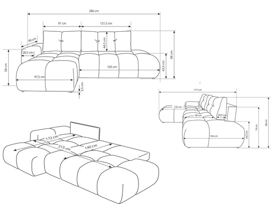  L-form Ecke links oder rechts MOSSA ROSA