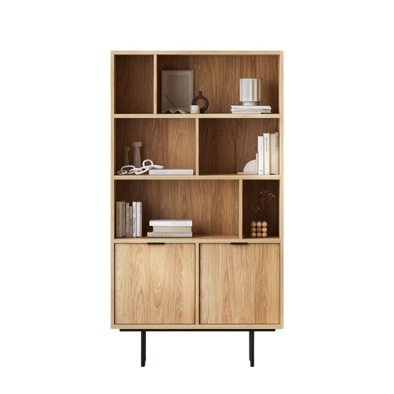 Bücherregal mit Türen Eiche hikora Japandi Stil COLGO