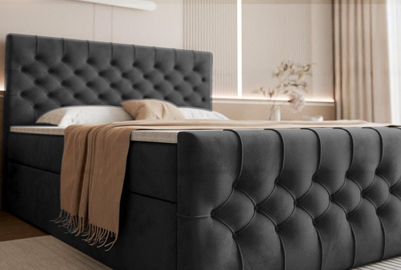 Glamouröses Samtbett mit hohem Komfort Graphit 200x200 MIAMI