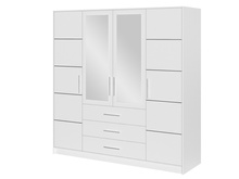 Kleiderschrank mit 3 Schubladen und Spiegel ALEX Weiß