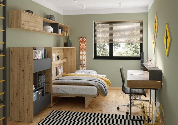Schrankbett für kleine Räume BED CONCEPT 90x200 Eiche Artisan