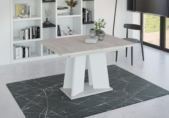 Ausziehbare Esstische SANA Beton+Weiß