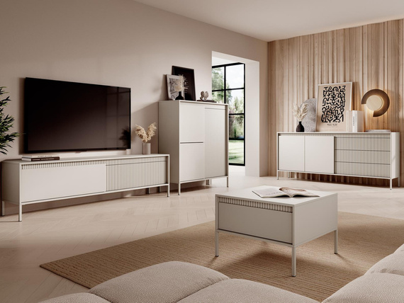  RTV-Kabinett für großes Wohnzimmer mit Lammellen JULO Beige