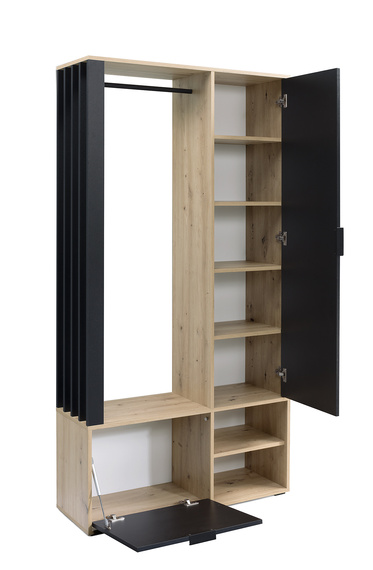 Garderoben-Set DECO mit Kleiderstange Artisan Eiche/Schwarz
