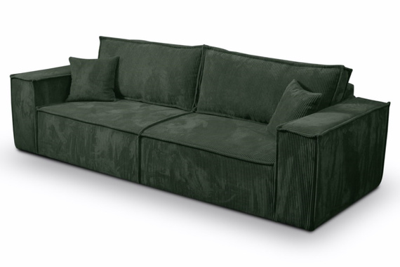 Schlafsofa mit Bettkasten und Cordstoff MONA Grün