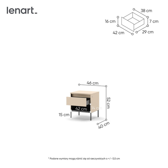 Nachttisch mit LED-Beleuchtung FLORE Beige